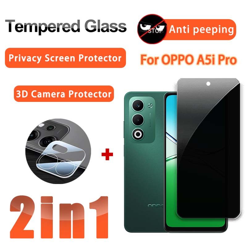 2 IN 1 ฟิล์มความเป็นส่วนตัว OPPO A5i Pro ฟิล์มกระจกนิรภัยสําหรับ OPPO A5i A5 Pro A5x A3x A3i A3 Pro 