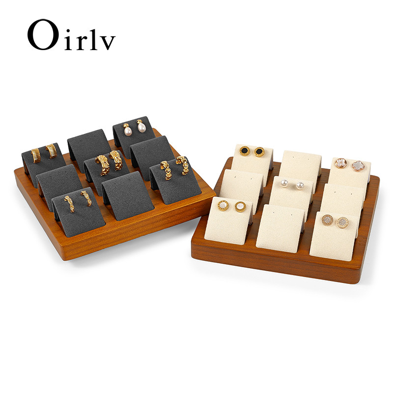 Oirlv ถาดไม้ สําหรับวางเครื่องประดับ ต่างหู SM037