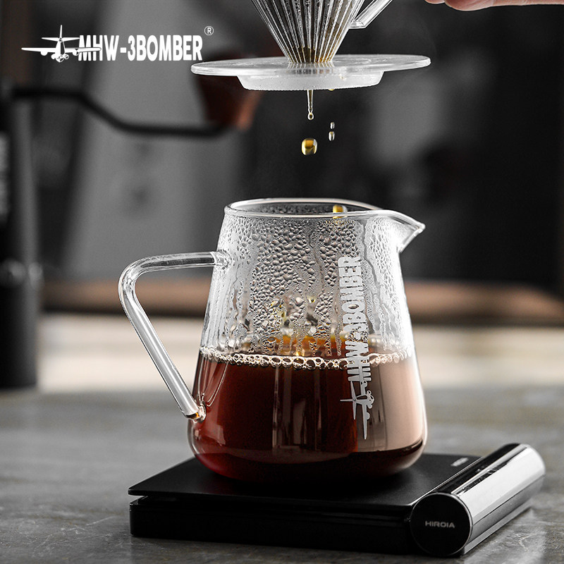 MHW-3BOMBER Bomber Hand Brew Coffee Sharing Pot Set กาน้ําชาดอกไม้แก้ว Hand Brew หม้อกรองกาแฟถ้วย