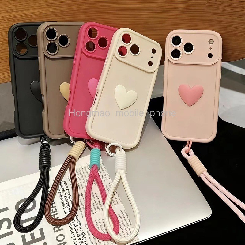 หรูหราน่ารัก 3D Love Heart Lanyard เคสโทรศัพท์สําหรับ Realme Narzo 80Lite N61 N63 N55 N53 60Pro 60X 