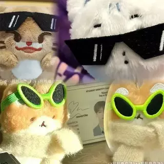 ตุ๊กตาผ้าฝ้ายขนาด 10 ซม. Self-Deprecating Bear Headgear แว่นตาตลก Alien ตุ๊กตาอุปกรณ์เสริม