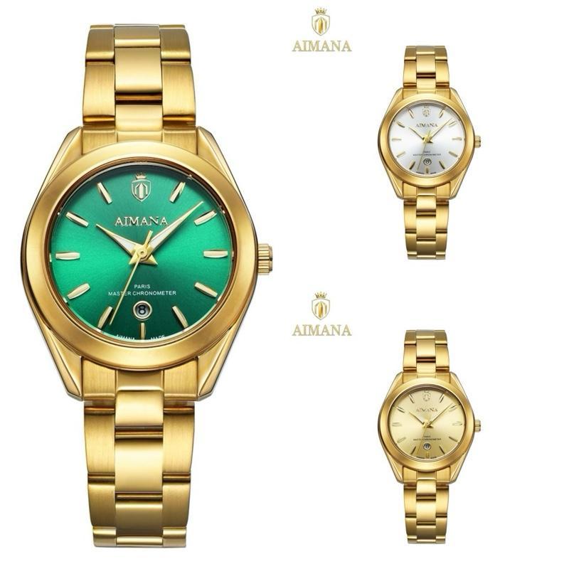 AIMANA นาฬิกาข้อมือ รุ่น 8632 สายสี Gold หน้าปัด 30 มิล หนา 10 มิล