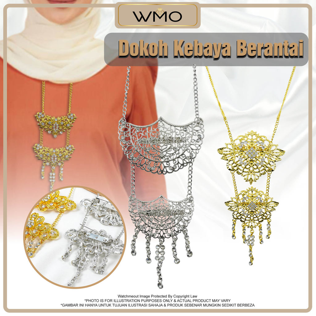Watchmeout Doh Kebaya 2 พี่น้องแขวน Jurai คลาสสิกสร้อยคอ Pin Shawl Songket เข็มกลัดเพชรเข็มกลัด