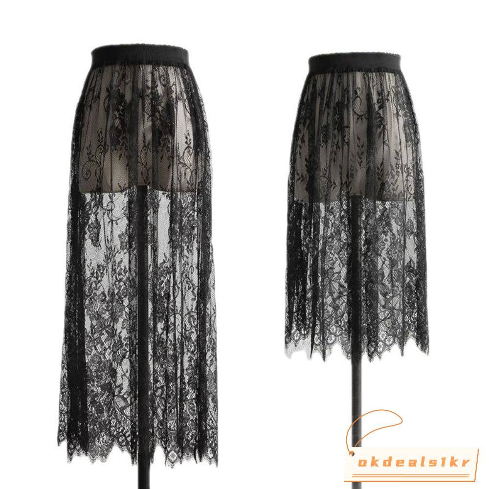 กระโปรงตาข่ายลูกไม้ Tulle สำหรับสุภาพสตรี แบบยาว midi ลายสวยงาม