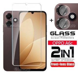 OPPO A6c 2026 2 In 1 ป้องกันหน้าจอกระจกนิรภัยฟิล์มสําหรับ OPPO A6c A6s A6 A6x A6tPro A6Pro OPPOA6c OPPOA6s 4G 5G กล้องเลนส์กลับป้องกันฟิล์มเต็มฝาครอบด้านหน้า