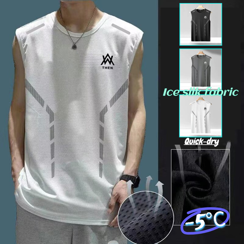 ASRV เสื้อยืดผู้ชาย ทำจากผ้าไหมน้ำแข็ง อเมริกัน สวมใส่ง่าย ระบายอากาศ และแห้งไว เหมาะสำหรับกิจกรรมกลางแจ้ง