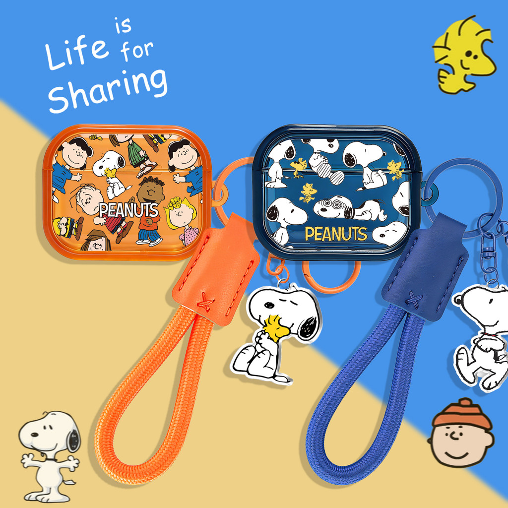 เคสหูฟังลาย Snoopy โปร่งใส พร้อมจี้ อุปกรณ์เสริม สําหรับ AirPods 4/Pro/Pro 2/4ANC