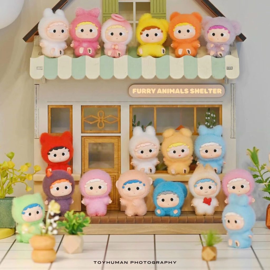 ของแท้สีดําเล่น OZAI OZAI Furry Shelter Mystery กล่องตุ๊กตาน่ารักเม็ดตุ๊กตาเดสก์ท็อปตกแต่งของขวัญอิน