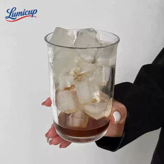 แก้วน้ำแก้วใสลายริ้ว 400ml สไตล์มินิมอล | แก้วกาแฟ แก้วนม แก้วน้ำเย็น ดีไซน์เกาหลี ถ่ายรูปสวย