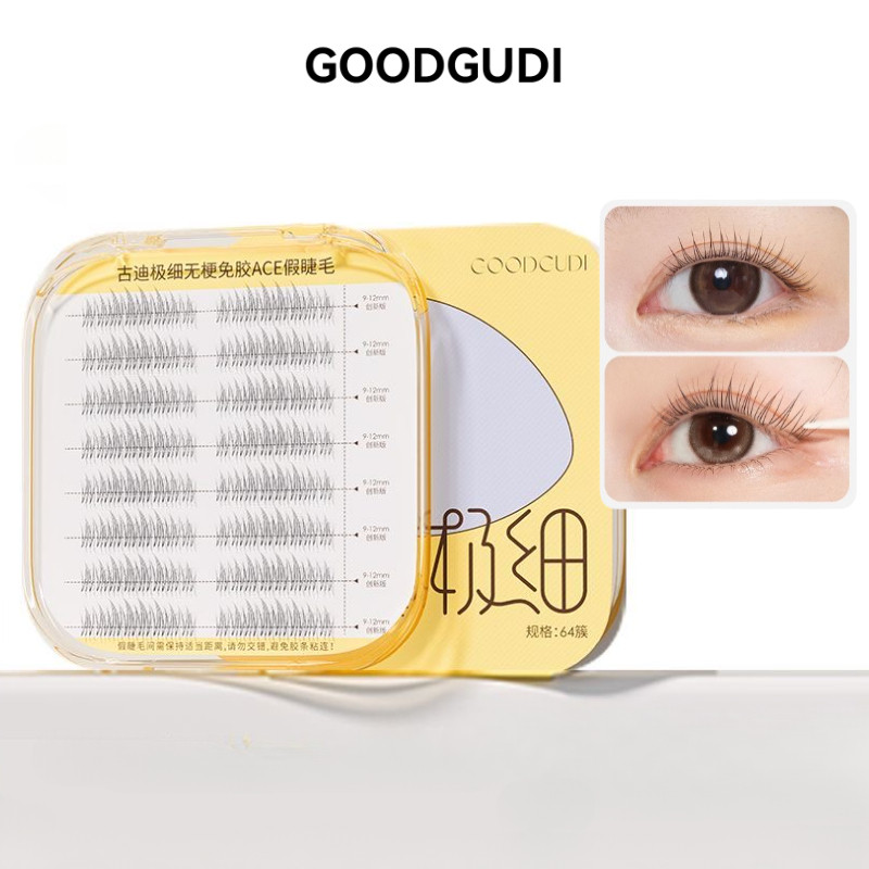 GOODGUDI ขนตาปลอม 0.07mm ขนตาปลอม อัลตร้าไฟน์ ไม่มีกาว กาวยึดติดเองได้ จำลอง ซุปเปอร์ ธรรมชาติ