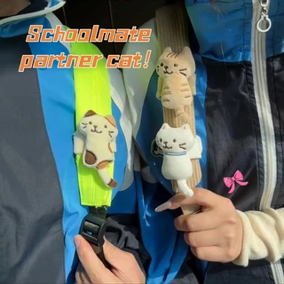 3ง เบาะแมวตุ๊กตาพวงกุญแจกระเป๋าเป้สะพายหลังนุ่มความปลอดภัยสายเข็มขัดของขวัญสําหรับนักเรียน