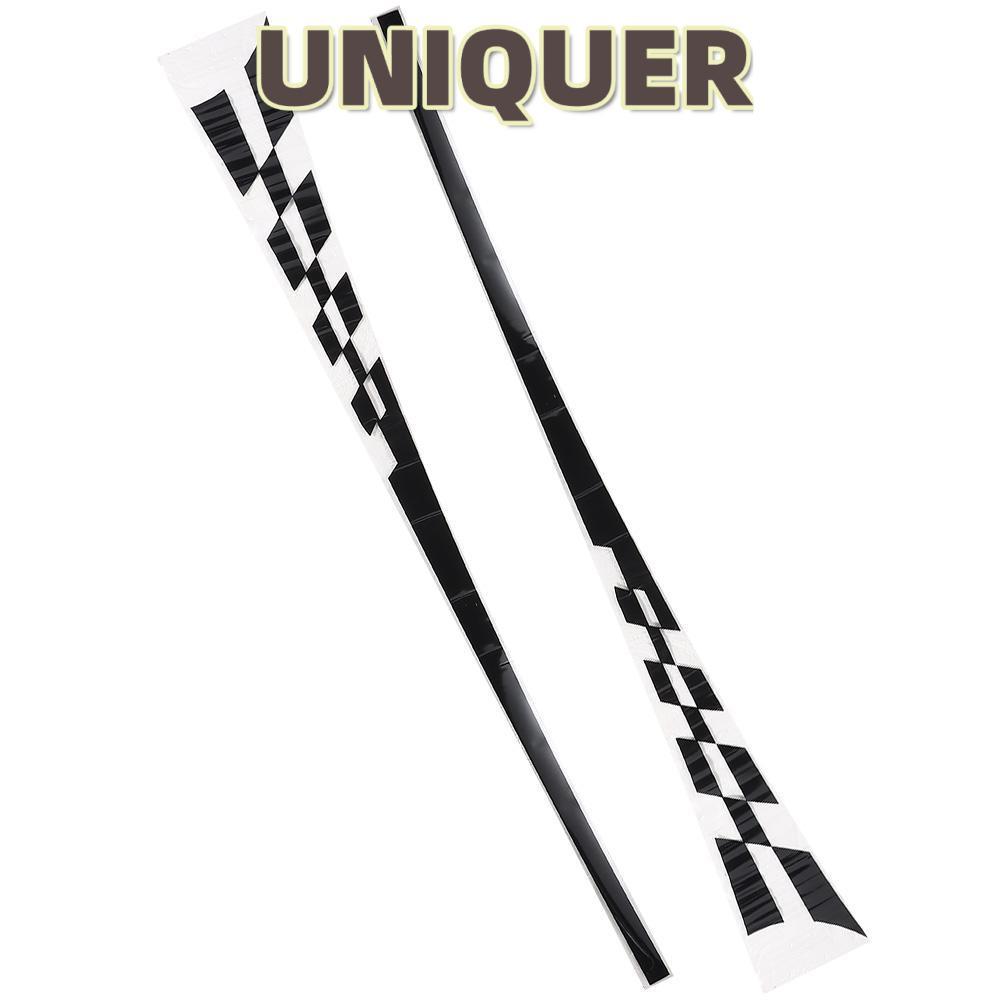 UNIQUER Racing Checkered Flag Side Stripe Decals, วัสดุไวนิลสีดํารถสติกเกอร์ลายด้านข้าง, 25*200 ซม.S