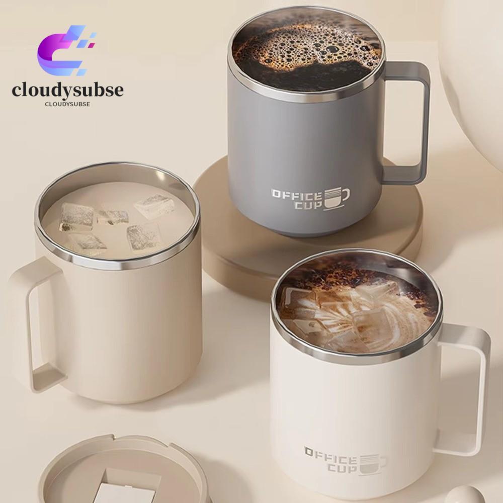 แก้วกาแฟ คลาวด์ 304 สแตนเลส 500มล แก้วเก็บความร้อน, ผนังคู่ฉนวนความจุขนาดใหญ่ป้องกันการรั่วพร้อมที่จับถ้วยน้ําสํานักงานกาแฟนมชา