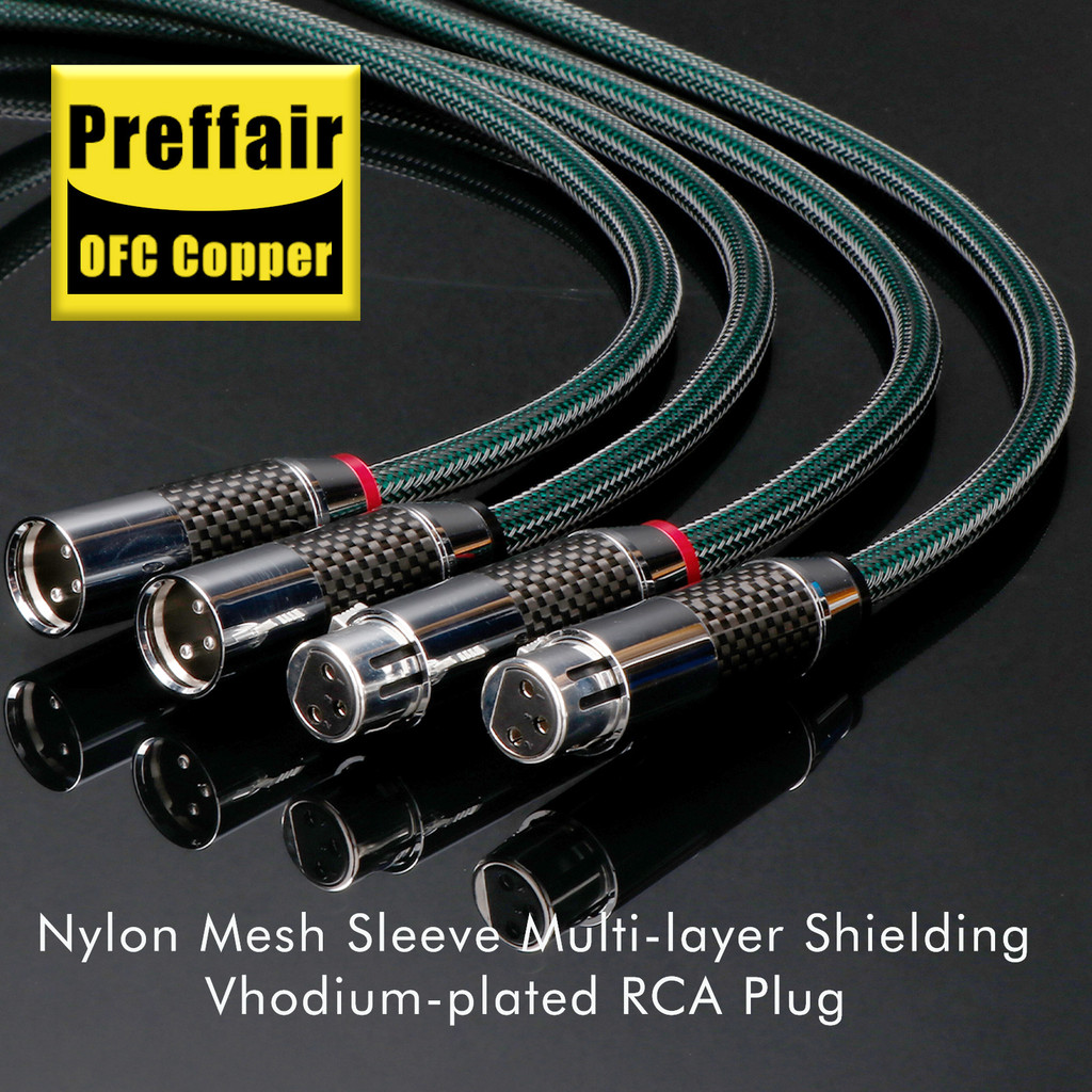 HiFi Audio xlr Cable 4Core Copper Silver Mix Braid Balanced cable RCA Plug internector Cable