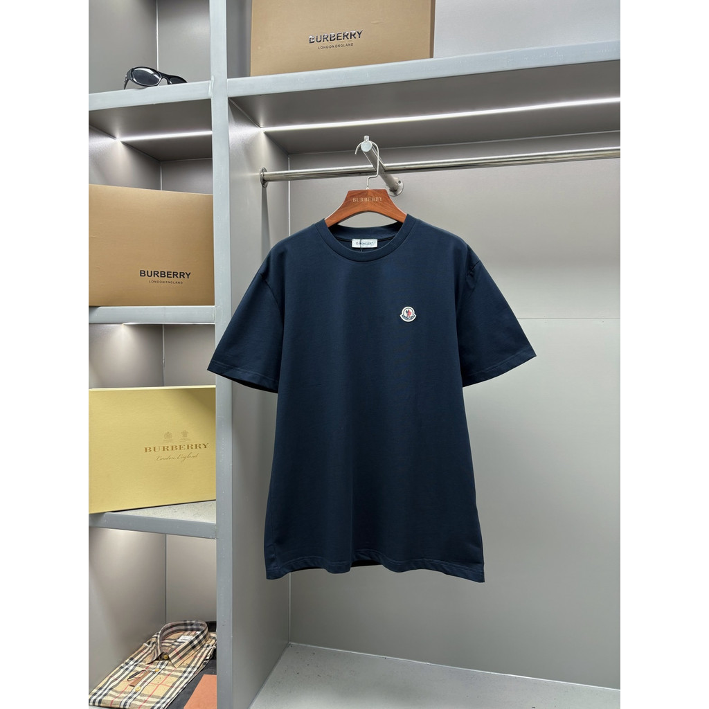 Moncler/Moncler 2026 คลาสสิกรอบคอแขนสั้นเสื้อยืดผู้ชายผู้หญิงสไตล์ที่มีสีสันผ้าฝ้ายแท้ทุกวัน Co-Bran
