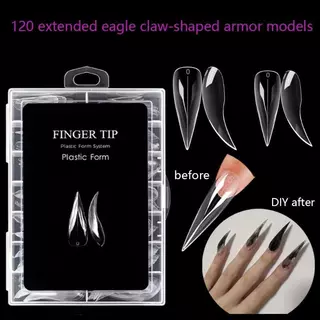 DSTH 140 ชิ้น/กล่องสั้นโค้ง Stiletto เล็บ Dual รูปแบบสําหรับต่อเล็บ 3D Cats Claw Sculptural เล็บอะคริลิคคลุมทั้งหมดแม่พิมพ์ร้อน