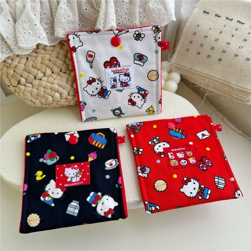 แมวขาวน่ารัก  Hand-Made Small Bag Mini Pressed Powder ลิปสติกที่เก็บกระเป๋าเครื่องประดับขนาดเล็กมัลติฟังก์ชั่นแบบพกพาน่ารักใช้งานได้จริง
