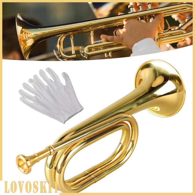 [Lovoski1] ทหารม้าแบบพกพาทรัมเป็ต Bugle ทองเหลืองเครื่องดนตรีเริ่มต้น Band Bugle สําหรับเด็กผู้ใหญ่โ