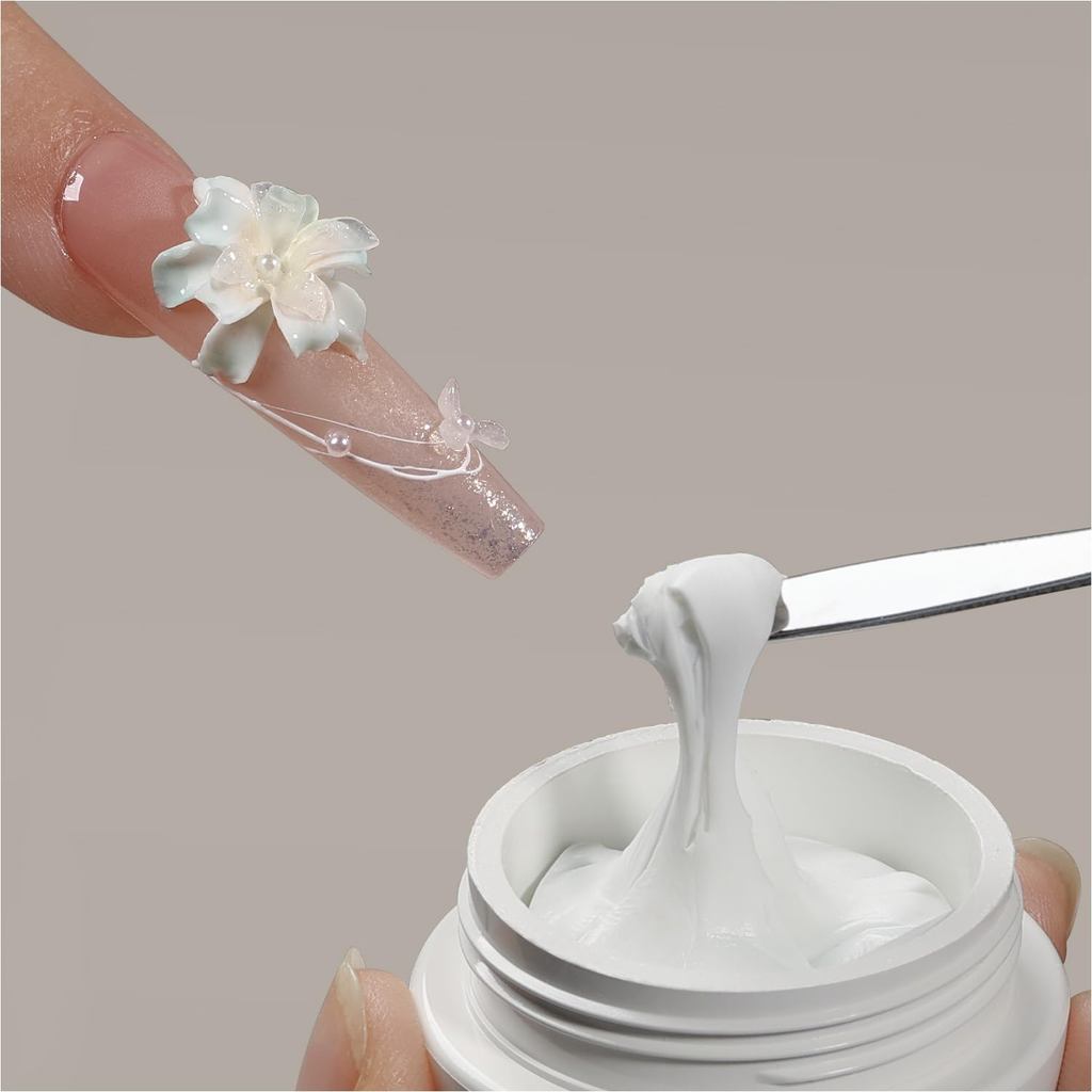 GAOY White 3D Sculpting Gel สําหรับเล็บ, 15g Solid Nail Gel Non-Sticky Hard สําหรับแกะสลักปั้นและอาค