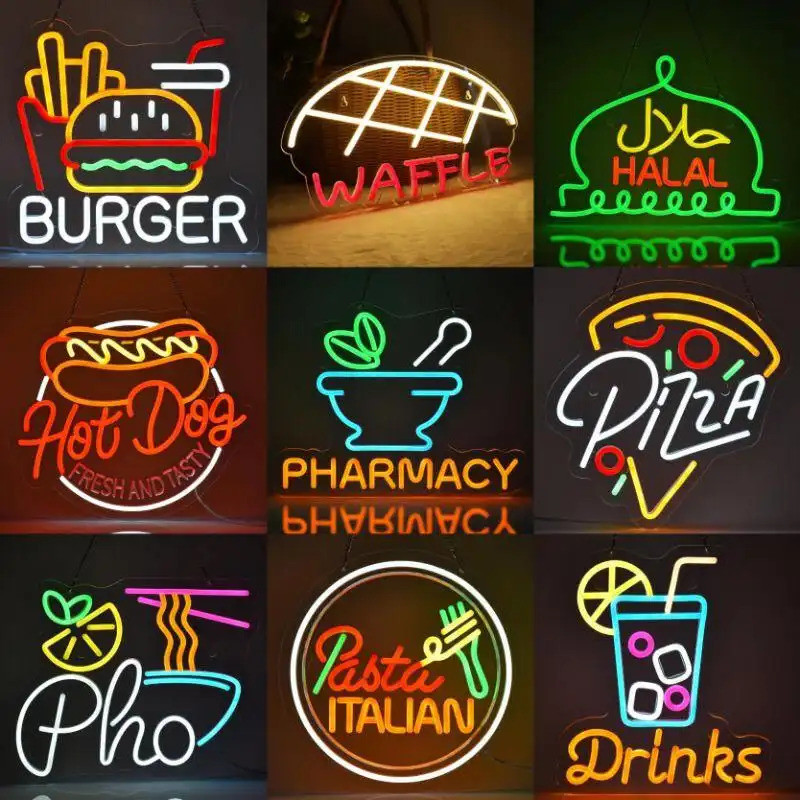 ใช้ตกแต่งร้านอาหารและบาร์ไฟ นํา นีออนตัวอักษรเรืองแสง