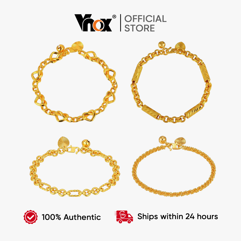 VNOX วีน็อกซ์ สร้อยข้อมือโซ่ชุบทองสำหรับผู้หญิง เครื่องประดับกันน้ำแนวแฟชั่นหรูหรา เป็นของขวัญที่สมบูรณ์แบบ