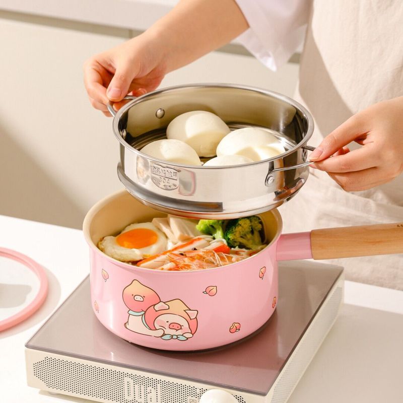 Kawashimaya & lulu Pig Co-Branded Milk Pot Non-Stick Pot อาหารเสริมเด็กหม้อขนาดเล็ก One Person Food 