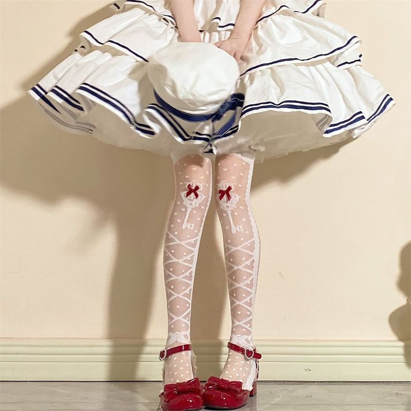 Lolita薄款提花大腿袜洛丽塔过膝袜甜美日系Lolita长筒袜lo4.16Lolita Thin Jacquard Thigh-high Socks, Lolita Over-the-knee So