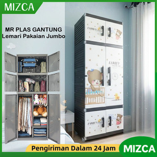 MIZCA Lemari Pakaian Plastik MR PLAS STICKER JUMBO Lemari GANTUNGAN Lemari Susun Cermin Kunci