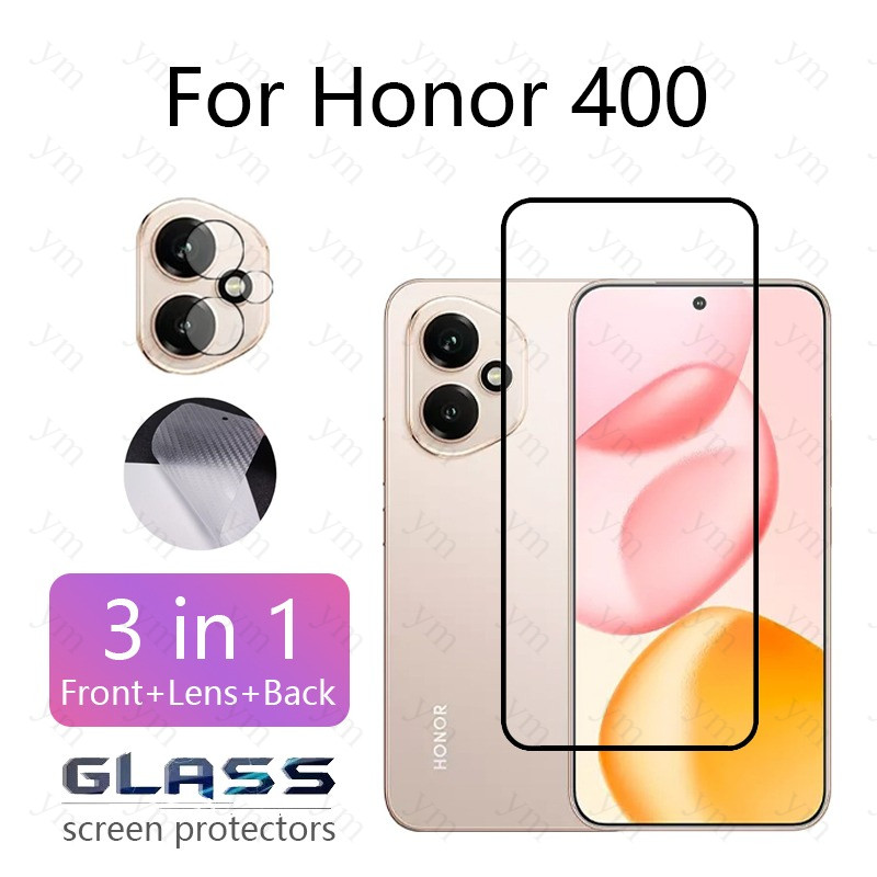 3 In 1 ฟิล์ม ฟิล์มกระจก Honor 400 HD กระจกนิรภัยป้องกันหน้าจอป้องกันฟิล์มสําหรับ Honor X6B X6C X7C X