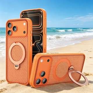 ดีลักซ์ 360°วงเล็บหมุนแม่เหล็กชาร์จไร้สายระบายความร้อนเคสโทรศัพท์เหมาะสําหรับ ไอโฟน17 16 15 14 13 12 11 มือโปร สูงสุด มือโปร บวก 17อากาศ ออกแบบมาเพื่อการไหลเวียนของอากาศและกระจายความร้อนสนับสนุนการชาร์จแบบไร้สายและอมาพร้อมฟิล์มกันรอยเลนส์)
