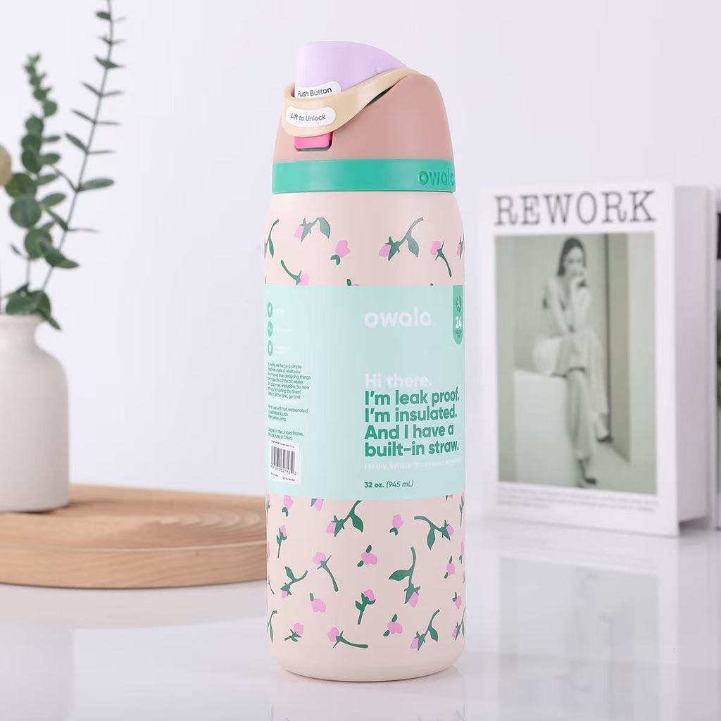 [soopy Bounce Cup] owala แฟชั่นขวดกีฬา 24oz แบบพกพาขนาดใหญ่-ความจุผลไม้ถ้วย 304 สแตนเลสกระติกน้ําร้อนถ้วย 12 ชั่วโมงเย็นน้ําหนักเบาฟิตเนสสไตล์ ราคา ถูกที่สุด ดีลบีเคเค แกลเลอรีภาพที่ 3