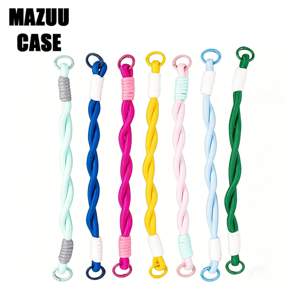 สายคล้องข้อมือถักทอ สองสีผสมโดปามีน ยาว 15 ซม. มีการ์ดยึดเคส ใช้ได้ทุกรุ่น iPhone