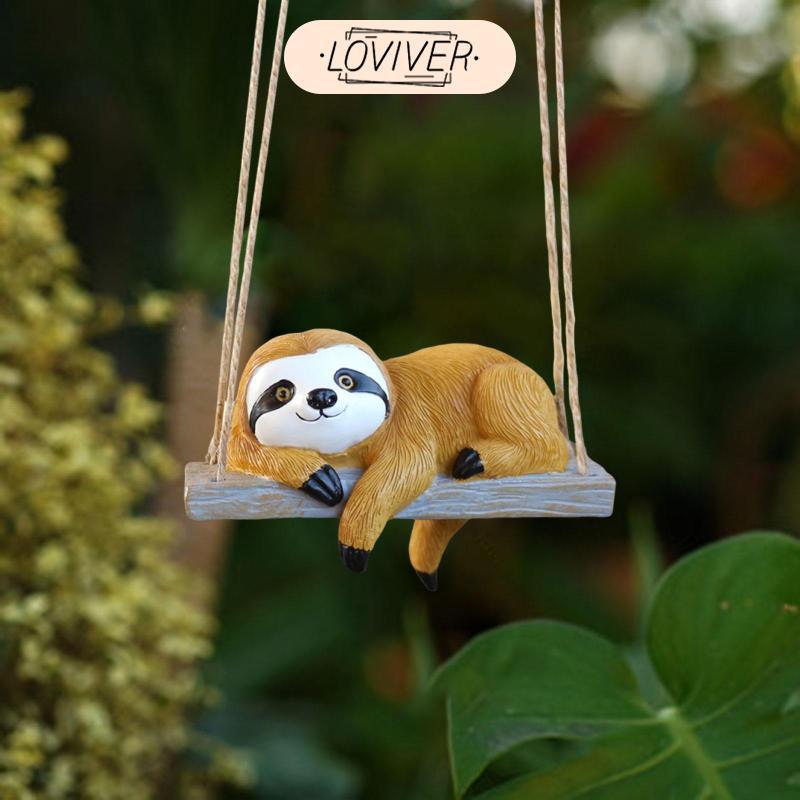 แขวนตุ๊กตา Sloth ทําจากเรซิ่น,กันน้ํา,น่ารัก Garden Sloth ตุ๊กตาสําหรับลาน,สวน,รั้วบ้าน