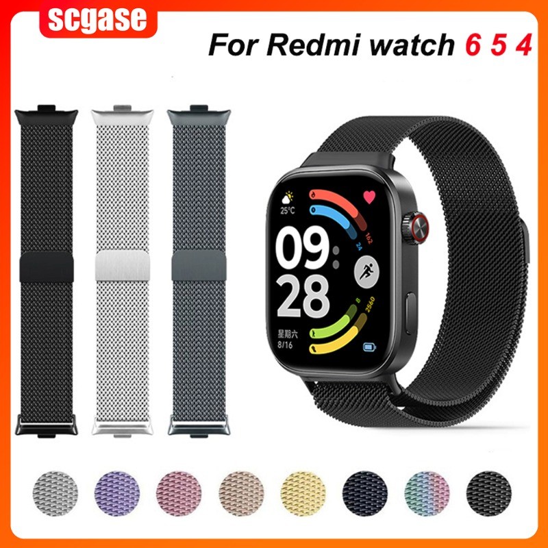 สายสแตนเลสสําหรับ Redmi Watch 6/5/4 Milanese Loop Band สําหรับ Xiaomi Mi Band 8 Pro/9 Pro สร้อยข้อมือโลหะสายรัดข้อมือ