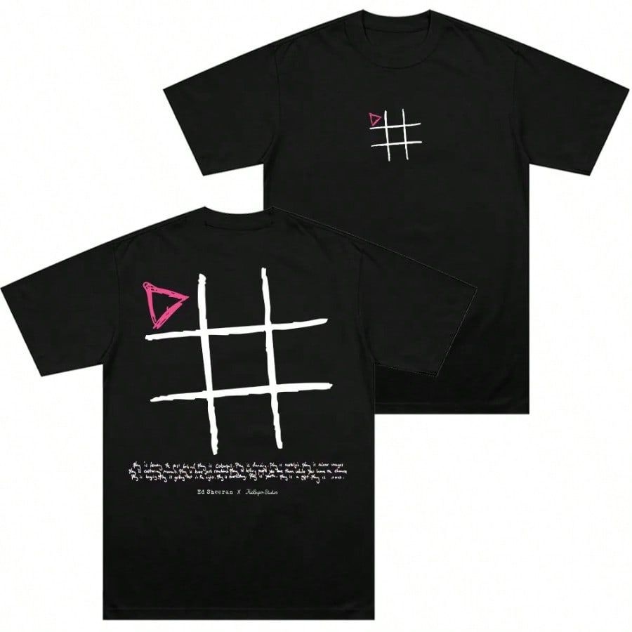 Ed Sheeran Play X KidSuper Tick Tack Toe T-Shirt Men Fashion Retro  T Shirt Unisex Breathable Casual