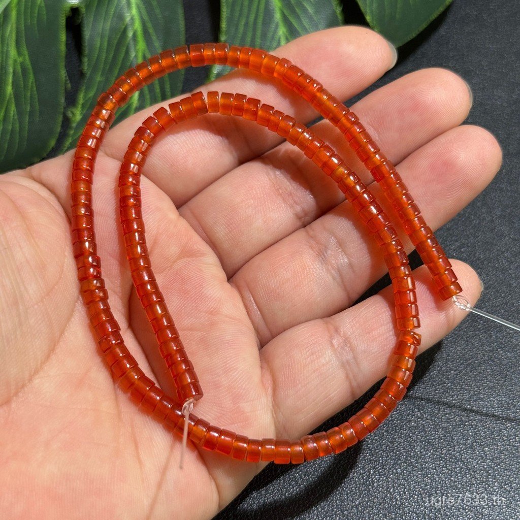 สร้อยคอและสร้อยข้อมืออาเกตสีแดง DIY พร้อมลูกปัดตรงตัดธรรมชาติ CLF0