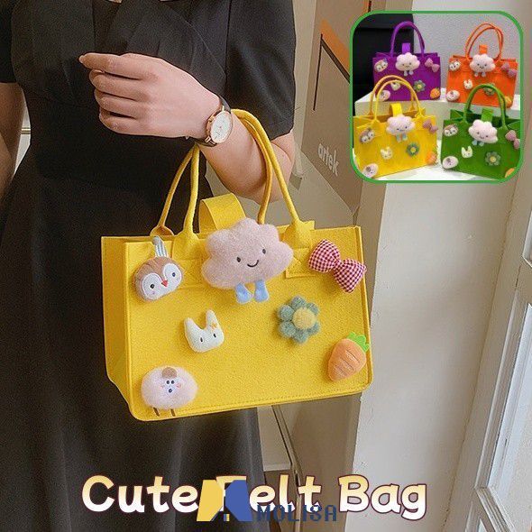 กระเป๋าผ้าสักหลาดลายการ์ตูน กระเป๋าช้อปปิ้งขนาดใหญ่ กระเป๋าหนาสำหรับคุณแม่ MOLISA