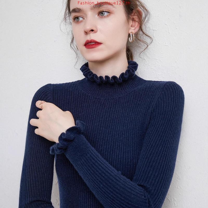 KNS19 Turtleneck Knitting เสื้อไหมพรมคอเต่า ผ้านุ่ม ทอหนา