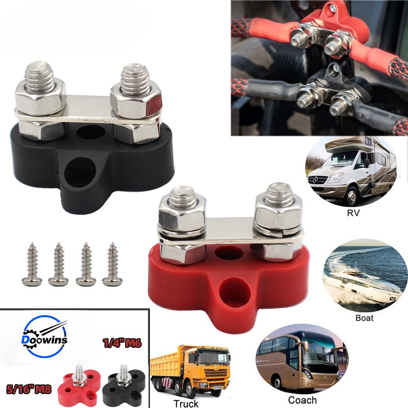 M6 M8 Terminal Block Stud 5/16 "1/4 "BusBar บวกลบ Heavy Duty Power Distribution Stud DC 48V สําหรับร