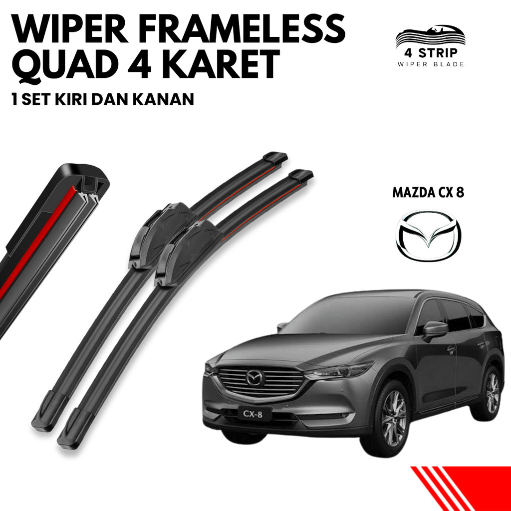 Quad Mazda Cx 8 Premium Car Wiper หนึ่งคู่ซ้ายขวา 4STRIPS WIPER