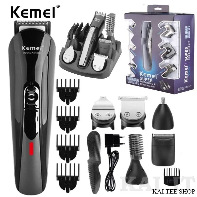 KEMEI รุ่นKM-600 ปัตตาเลี่ยนไร้สาย เปลี่ยนได้หลายหัว ที่ตัดผมไร้สาย อุปกรณ์ตัดผม สินค้าพร้อมส่ง