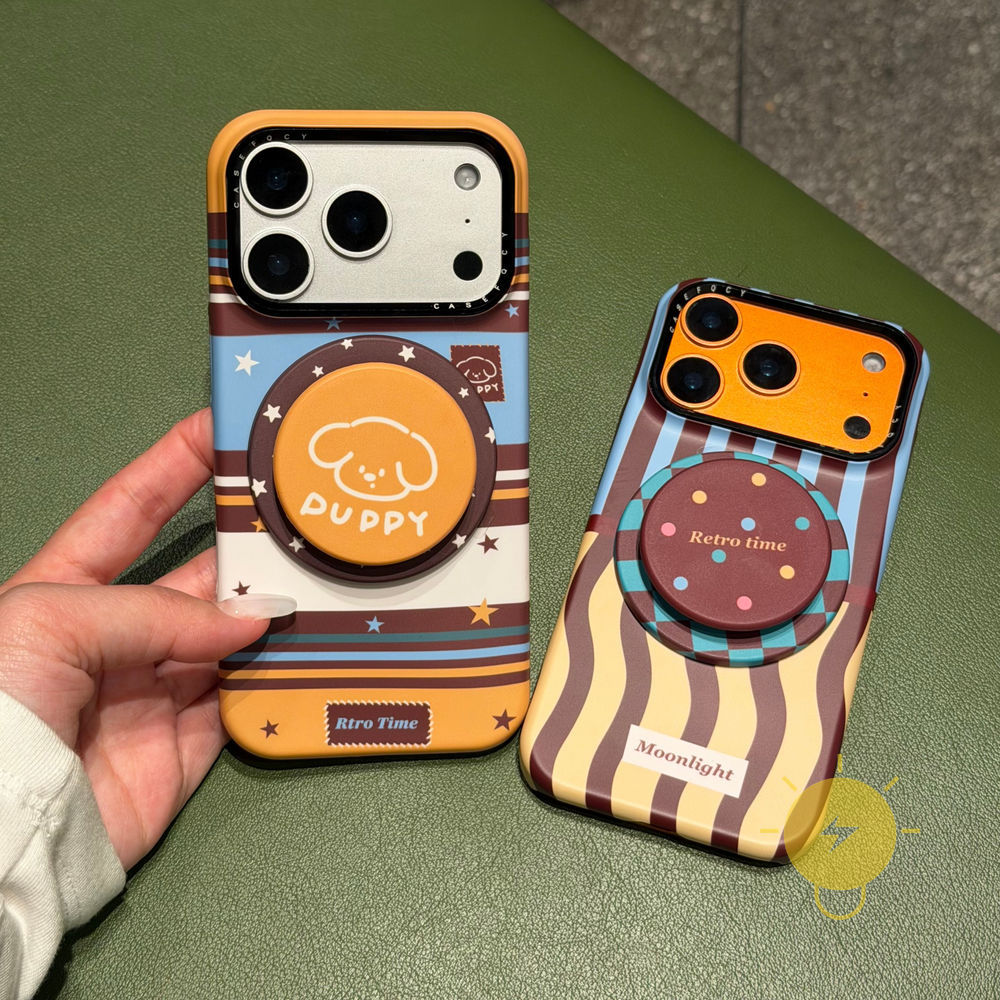 For เคสไอโฟน with Griptok PC Magnetic Dog Puppy Stripe Star Hard เคส Phone Case For iPhone 17 Pro Max 16 15 14 13 Cover  Aesthetic Korean Cute