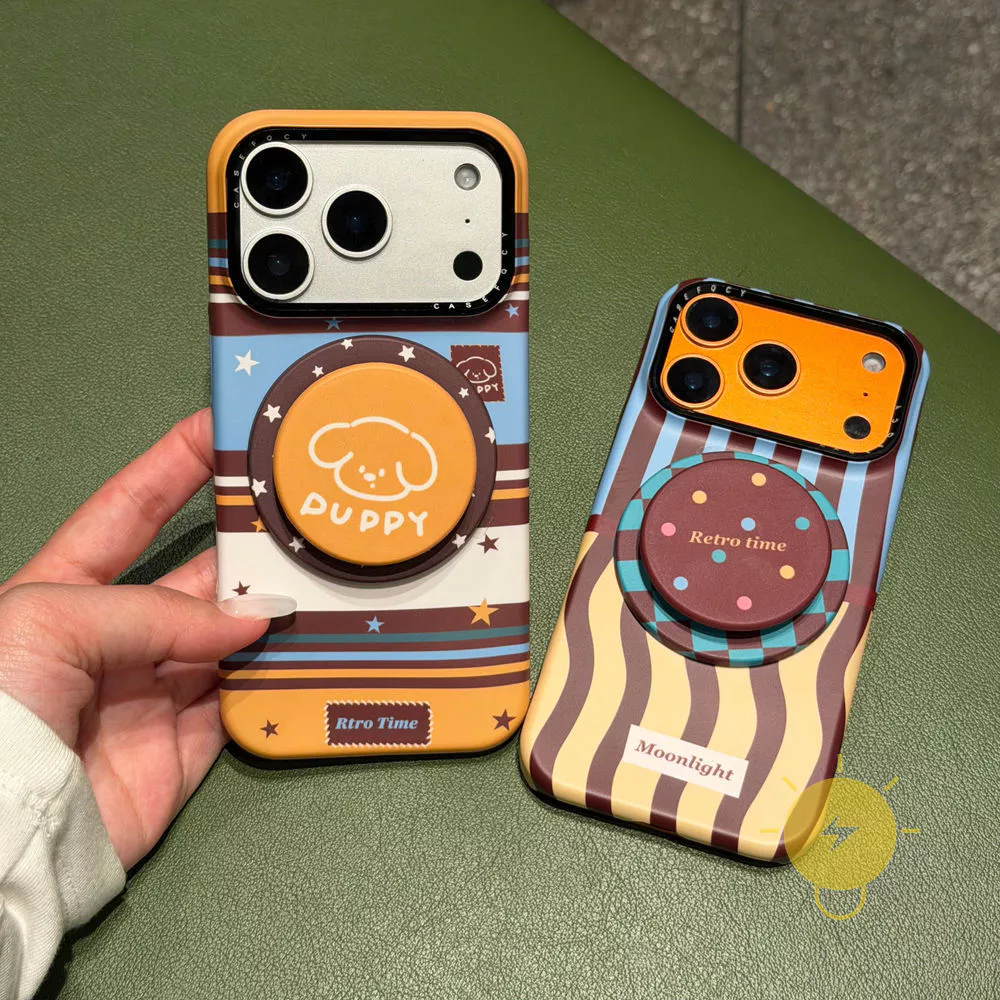 For เคสไอโฟน with Griptok PC Magnetic Dog Puppy Stripe Star Hard เคส Phone Case For iPhone 17 Pro Max 16 15 14 13 Cover Aesthetic Korean Cute