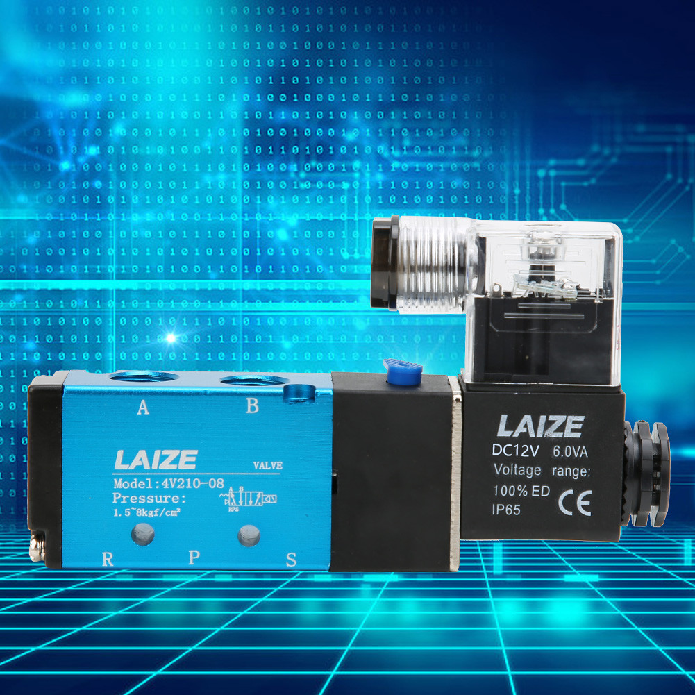 โซลินอยด์วาล์วไฟฟ้า 2 ตําแหน่ง 5 Way PT1/4in Filtration Air DC3W AC 6VA การใช้ตัวควบคุมของเหลว 4V210