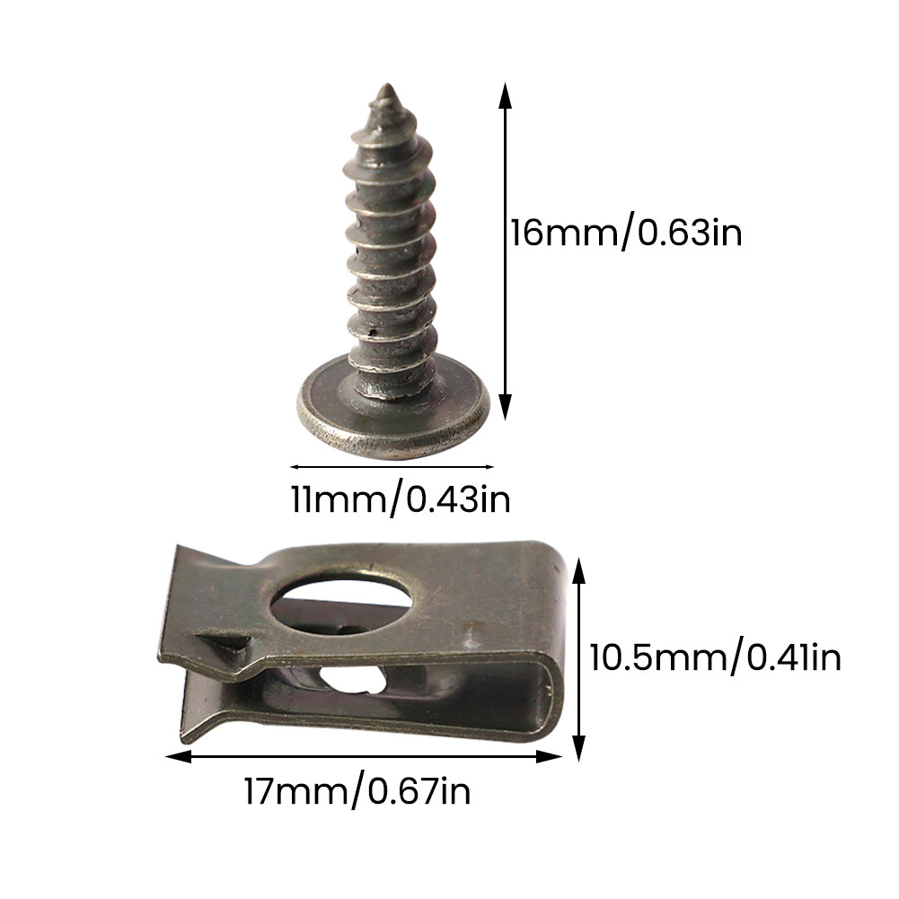คลิปสกรูตัว U ป้องกันสนิมสำหรับรถยนต์ มอเตอร์ไซค์ พร้อมชุดสกรูเหล็กสีเขียว - รูปที่ 4