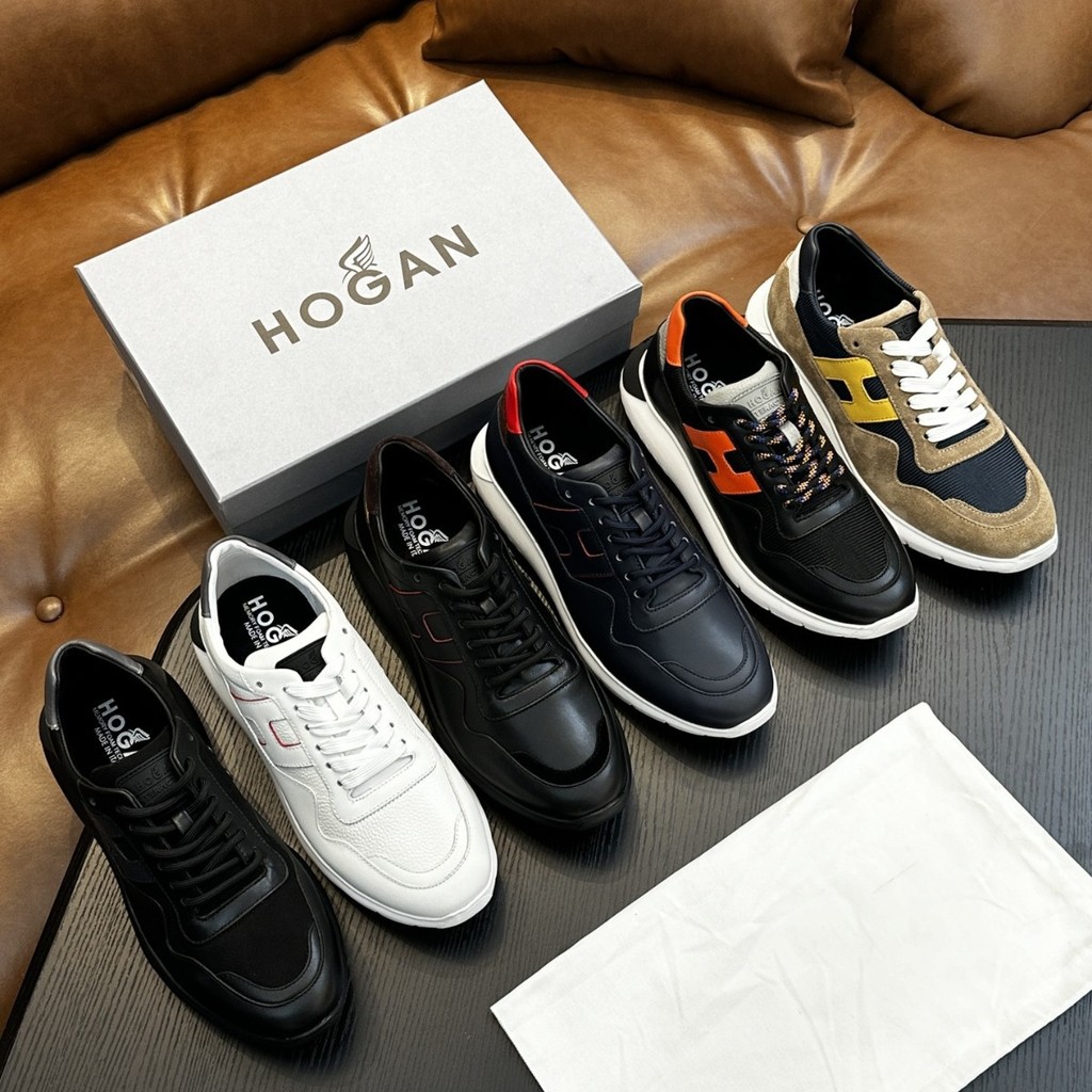 1J3Q Hogan Genuine Leather Thick-Soled Height-Increasing Men's Sports Shoes Lightweight Comfortable 