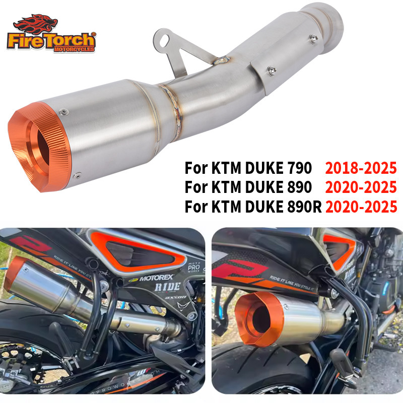 สําหรับ KTM DUKE 790 890 R 2018-2025 รถจักรยานยนต์ไอเสียระบบ Slip บน Muffler AR Racing หางสีส้มหมวก 