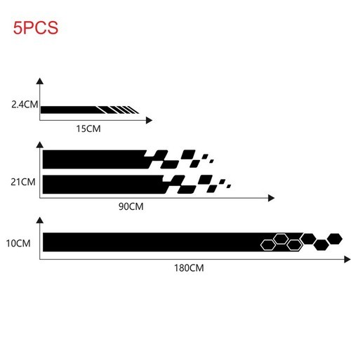 Sports Racing Vinyl Decal Hood Rearview mirror Side Skirt Strip Car Body Sticker