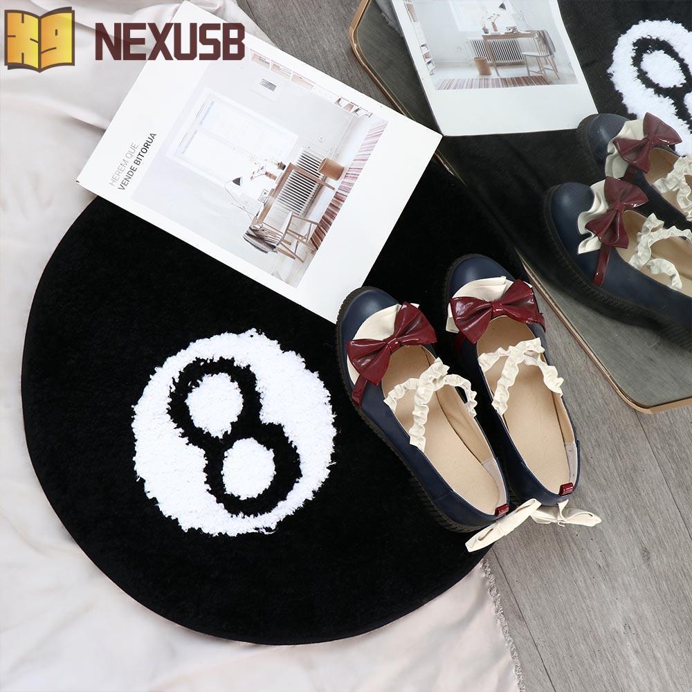 NEXUSBEAM 8 Ball พรม,รอบกันลื่น 8 Ball Rug, Creative Skin Friendly Soft Black 8 Ball Mat Hoom Decor