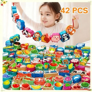 พร้อมส่ง ร้อยเชือกลูกปัดลูกใหญ่ การฝึกสมาธิ มือเด็ก ของเล่นเสริมพัฒนาการสำหรับเด็ก